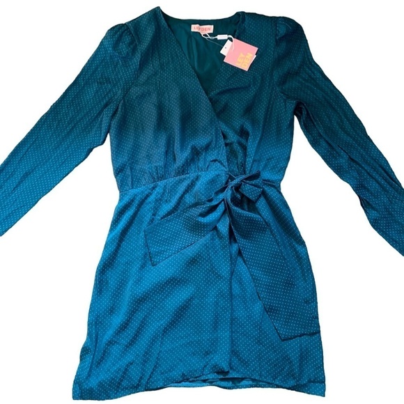 Leyden New With Tags Women’s Green Dotted Mini Wrap Dress Size XL - Picture 3 of 15